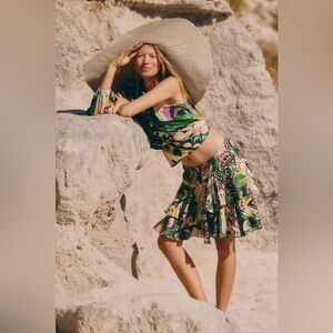 Farm Rio Asymmetric Ruffle Mini Skirt